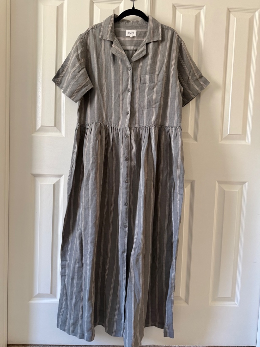 MATE the Label 100% ORGANIC LINEN Striped Shirt Dress, Size M, NWOT, $228 Retail